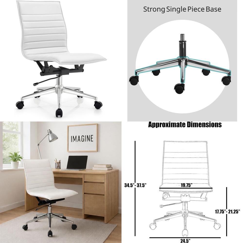 Padded PU Leather Desk Chair w - Leather Desk Pad ulasan dan harga
